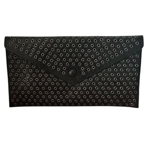 Alaïa Studded Leather Envelope Clutch Pochette Hand Bag Black Silvertone Studs